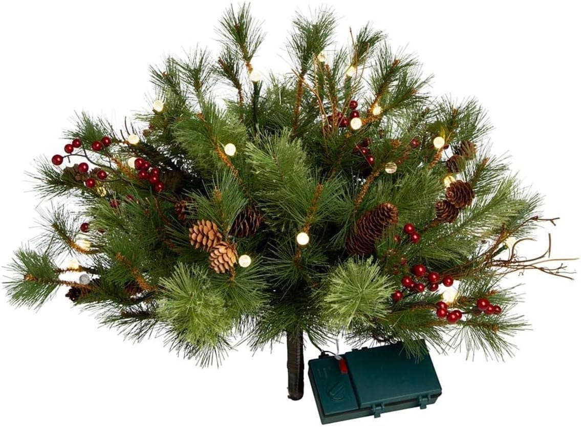 Plow & Hearth Lighted Holiday Urn Filler with Battery-Operated Auto Timer