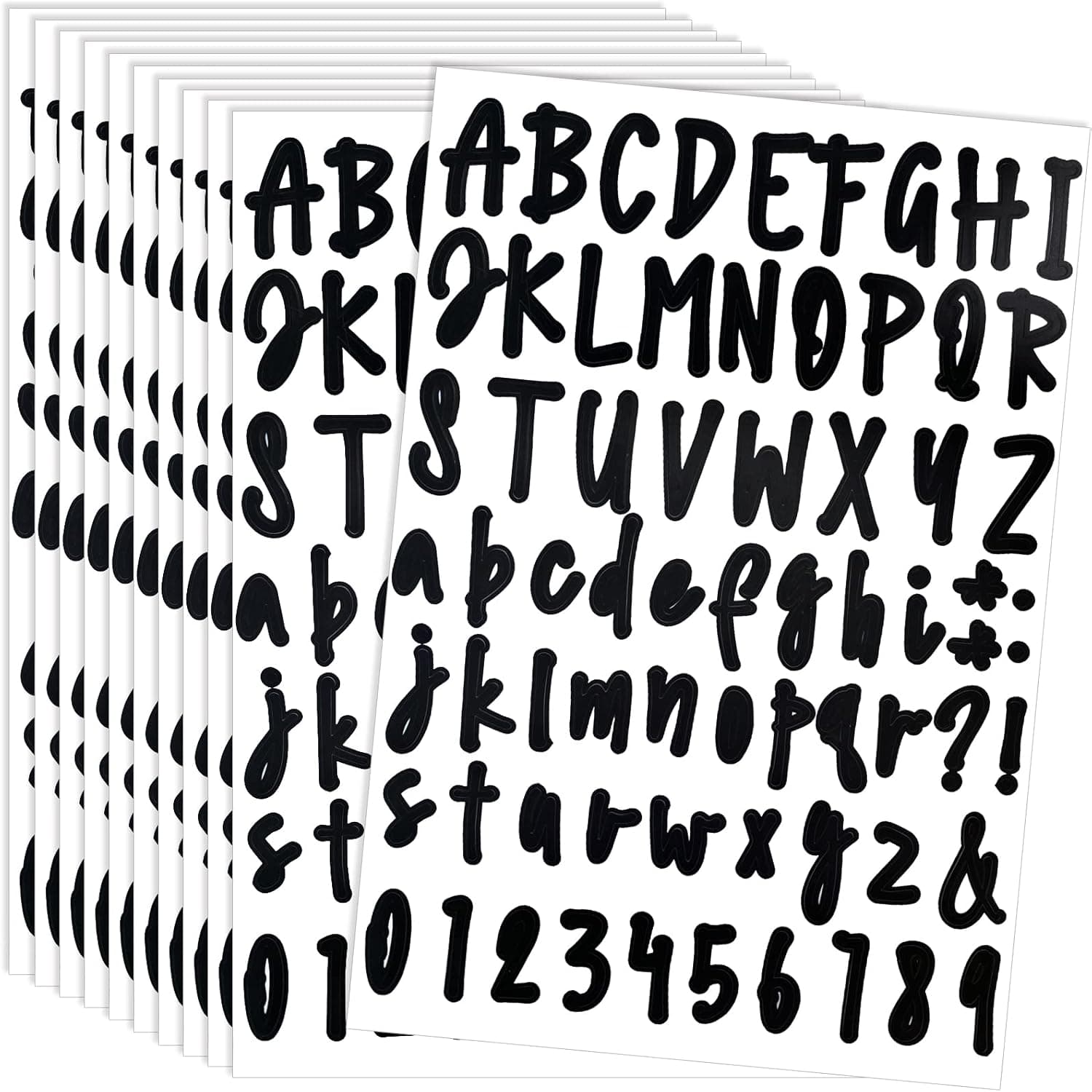 Waynoda 690 Pieces 10 Sheets Self Adhesive Vinyl Letters Numbers Kit, Alphabet Number Stickers,Decals for Sign,Kitchen,Door, Business, Address Number (Black, 1 Inch)