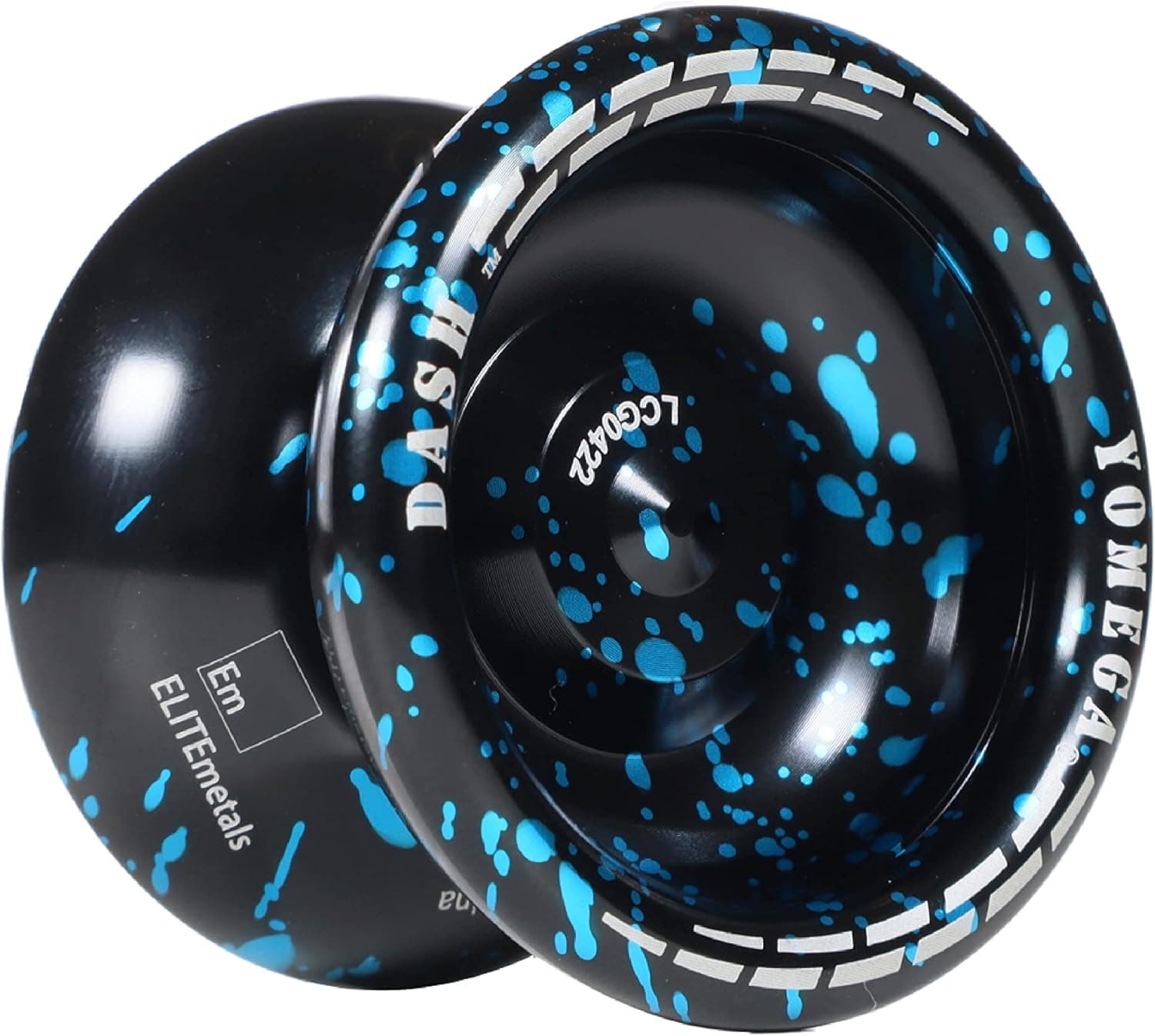 Yomega Dash Yoyo - Pro Aluminum Metal Unresponsive Yoyo with C Size Ball Bearing for Advanced yo yo Tricks + Extra 5 Strings + Glove + Bag + Die & 3 Month Warranty (Black Blue)