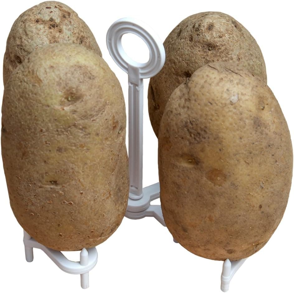 Home-X Microwave Baked Potato Rack, The Perfect Addition to Any Kitchen, White (Up to 4 Potatoes)