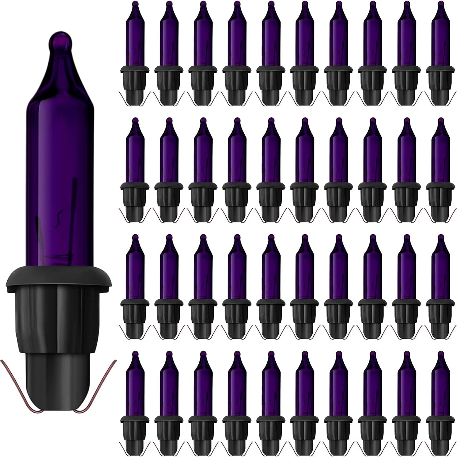 Halloween Replacement Mini Light Bulbs 2.5V 0.17A Incandescent Light Bulbs Glass Lights with Black Base for Christmas Trees String Light Outdoor Indoor Holiday Party Decor (Purple and Black, 100)