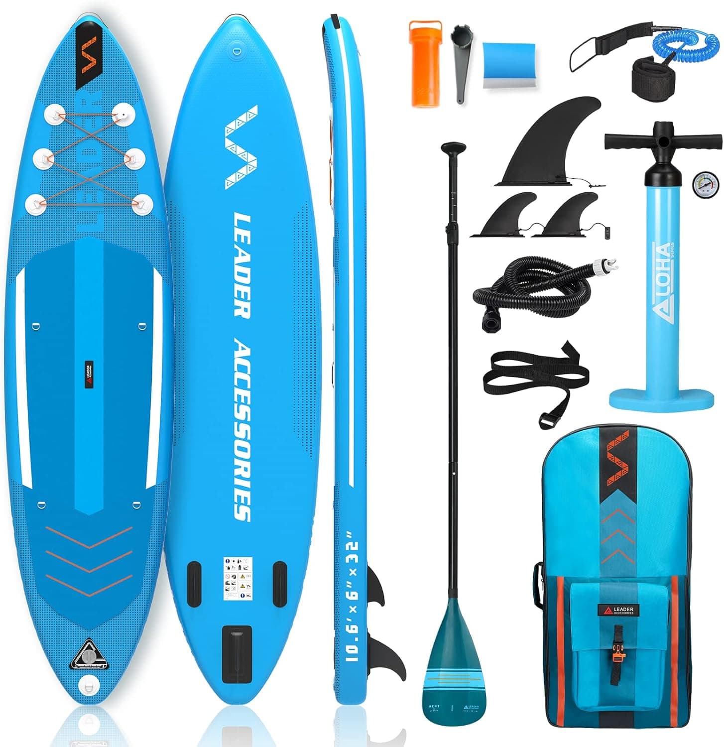 Leader Accessories Inflatable Stand Up Paddle Board with Premium SUP Accessories, Adjustable Paddle, ISUP Backpack, Hand Pump, Non-Slip Deck for Youth & Adult, 10'6" x 32" x 6"