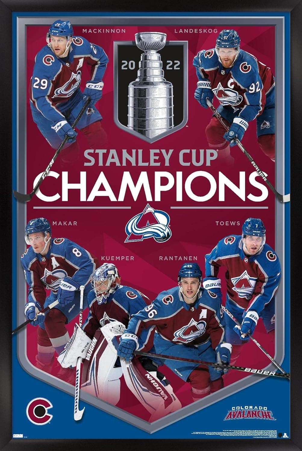 Trends International NHL Colorado Avalanche - 2022 Commemorative Stanley Cup Champions Wall Poster, 22.375" x 34", Black Framed Version