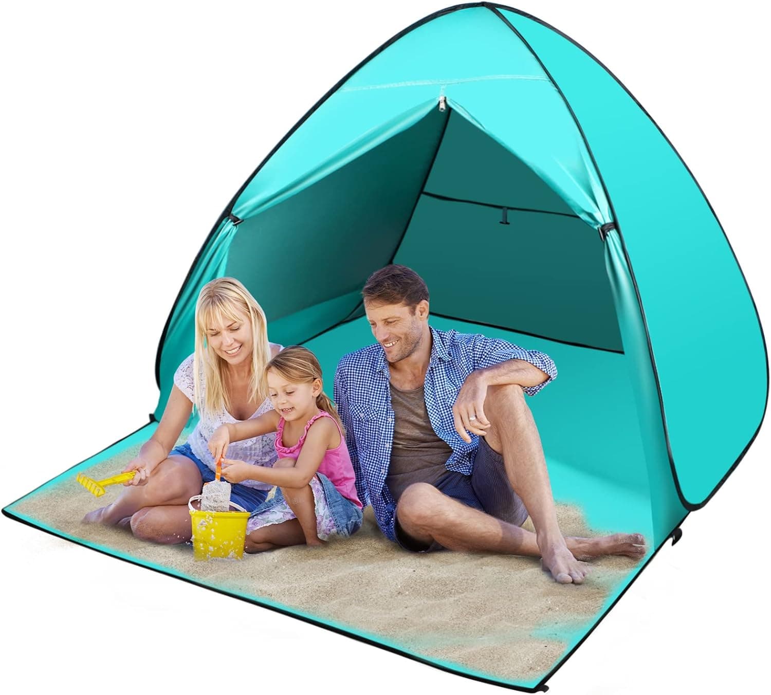 FBSPORT Beach Tent,Standard /X-Large Size Pop Up Beach Shade,UPF 50+ Sun Shelter Instant Portable Tent Umbrella Baby Canopy Cabana with Carry Bag