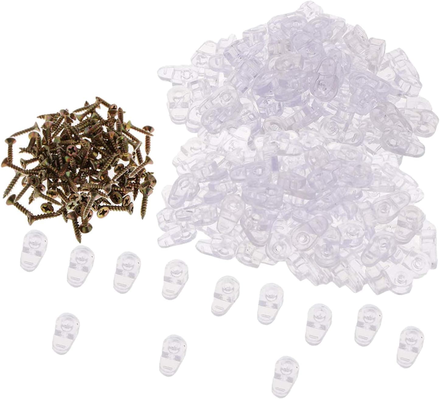 YouU 50 Pcs Furniture Accessory Glass Clips and 50 Screw，Transparent Plastic Retainers Screen Panel Protect Clips Bathroom Hardware Supply