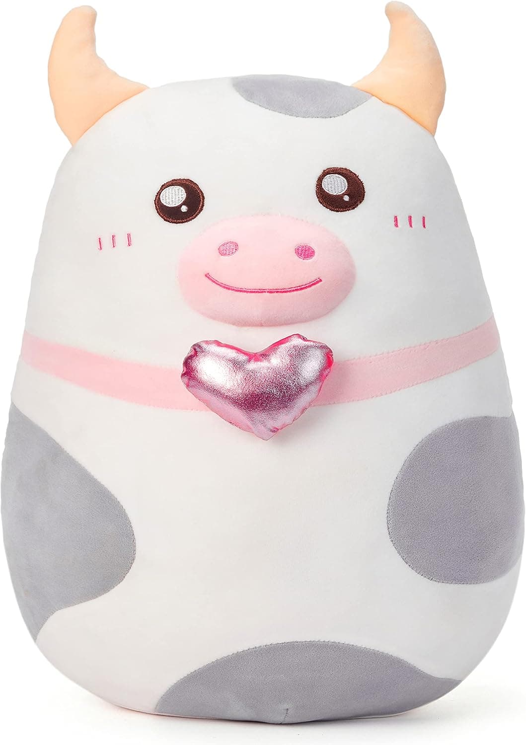 PLAYNICS Large Cow Stuffed Animal Plush Toy, Big Size Cute Soft Toys 16" Fat Kawaii Hugging Cuddle Huggable Adorable Plushie,Gifts for Kids Girls Boys Girlfriend Boyfriend Children (Cow)
