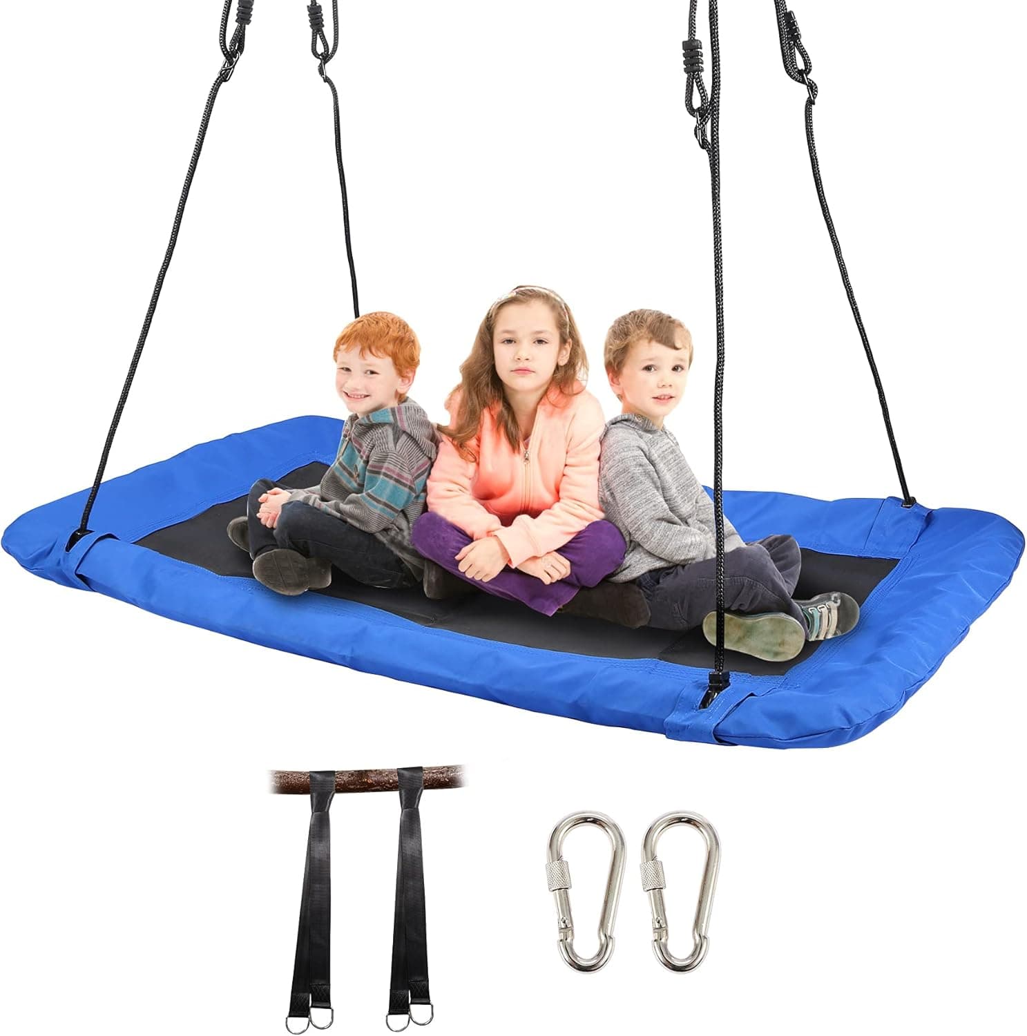 RedSwing Giant Platform Swing for Kids,64"x35"Larger Rectangular Swings with Adjustable Rope,Durable Steel Frame, 500lbs Weight Capacity,Easy to Assemble