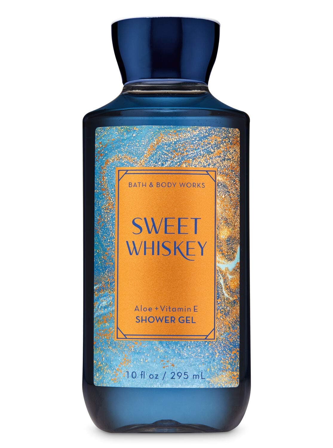 Bath and Body Works Sweet Whiskey Shower Gel Wash 10 Ounce Full Size Blue Gold Swirl Label