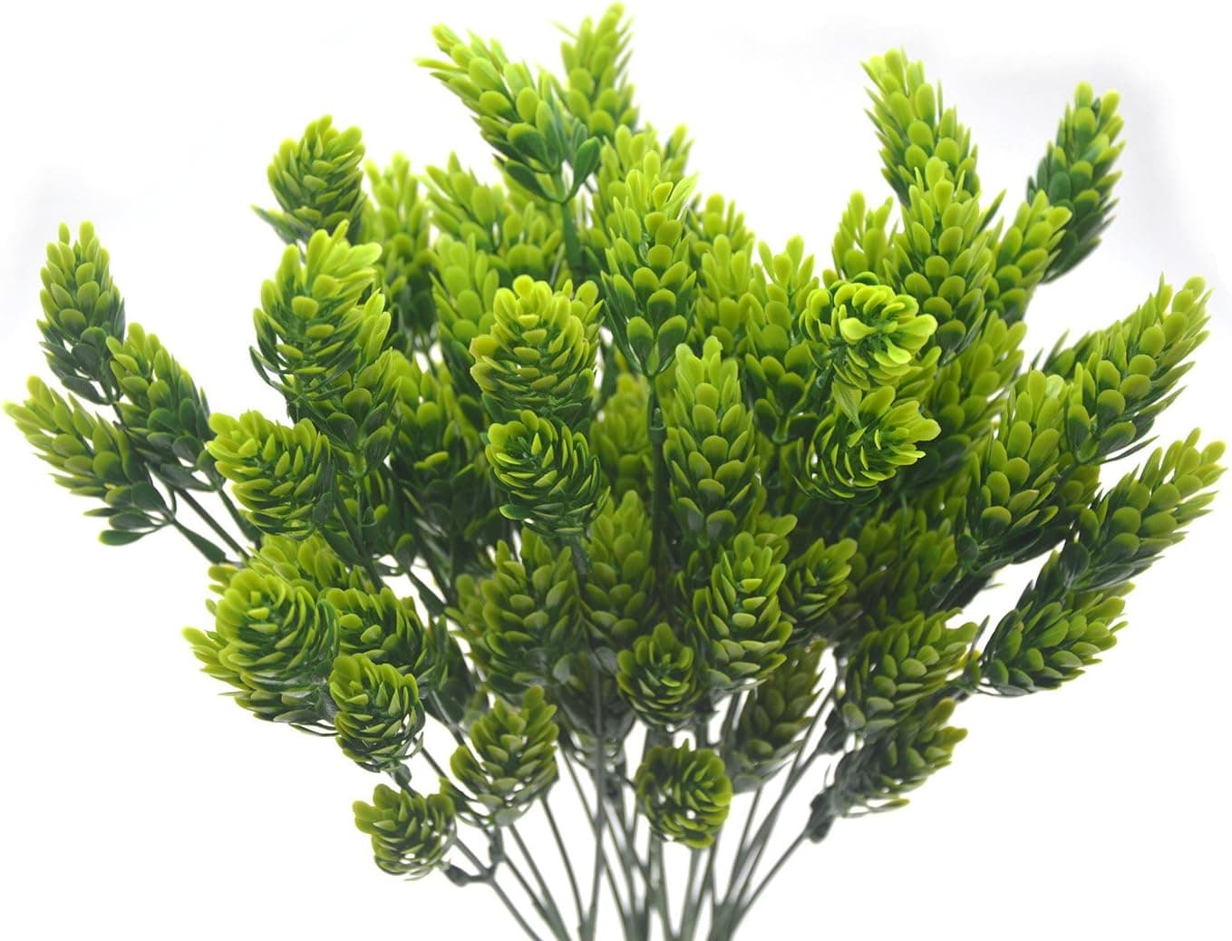 Artificial Fake Flowers Plants, 4pcs Outdoor UV Resistant Faux Green Greenery Fake Plastic Flowers Shrubs Plants Indoor Outside Hanging Planter Home Garden Wedding Décor(Pine Cones)