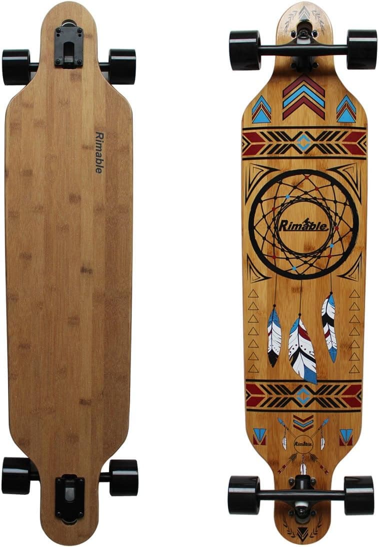 RIMABLE 100% Bamboo Deck Drop Through Longboard, Dream Catcher, 41inch