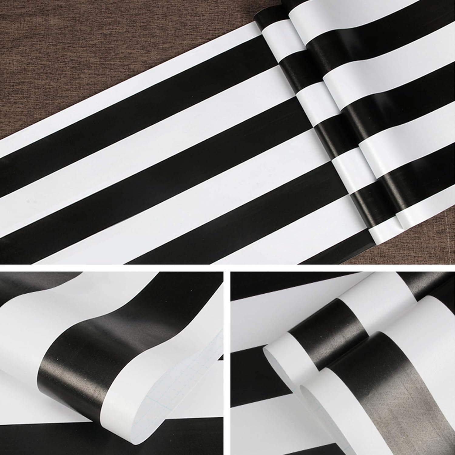 Mecpar Black and White Stripe Wallpaper 17.71'' x 118'' Black and White Peel and Stick Contact Paper Self-Adhesive Removable Waterproof Wallpaper Wall Covering Cabinets Shelves Drawer Liner Decorative