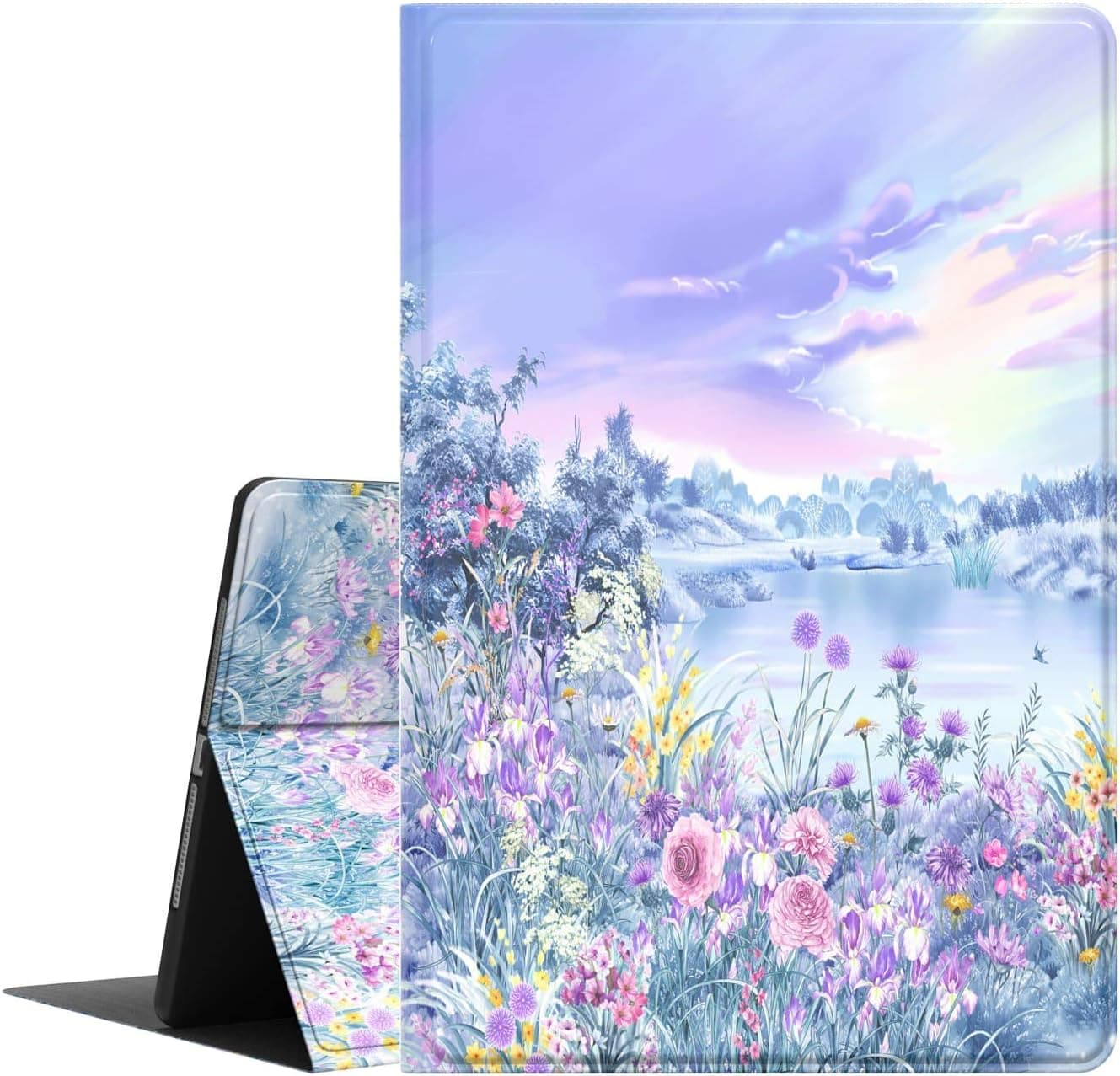 Galaxy Tab A7 10.4 Inch 2020 Case, Feams Slim Light Folio Stand PU Leather Case Soft TPU Back Cover with Auto Sleep for Samsung Galaxy Tab A7 10.4 inch Tablet (SM-T500/T505/T507), Purple Garden