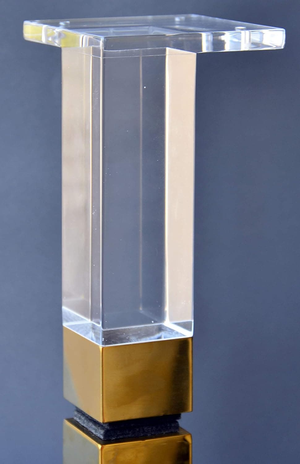 Acrylic Lucite Furniture Legs for Sofa, Cabinet, ET Center Vanity, Large 4" or 7" Straight Square Furniture Legs with Gold Cap, Set of 4PC… (7 inch Gold Cap)