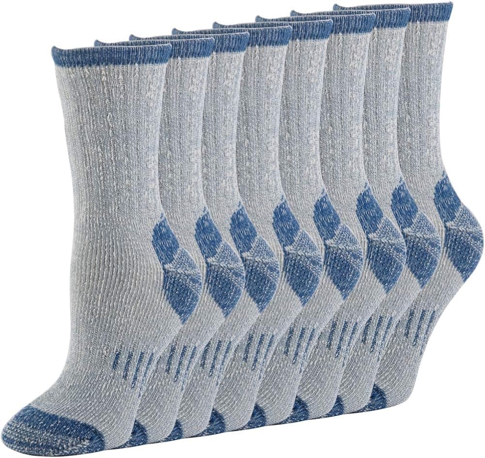 1 2 3 4 Pairs Thermal 70% Merino Wool Socks Thermal Hiking Crew Winter Women’s (3pair Dark Blue)