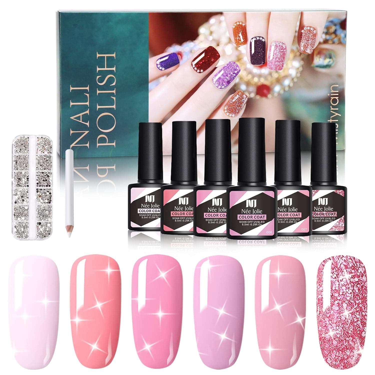 Gel Nail Polish Set- 6 Colors Nude Gel Polish All Seasons Skin Tones Pink Neutral Brown Gel Polish Kit, Soak Off LED Gel Nail Kit Manicure DIY Nail Art Home Salon Mothers Day Gifts for Women