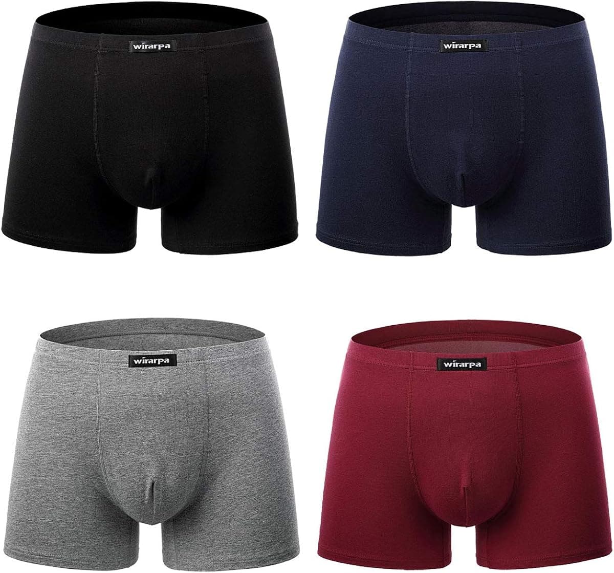 wirarpa Men's Underwear Cotton Stretch Boxer Brief Short Leg Comfort Waistband Underpants 4 Pack Small