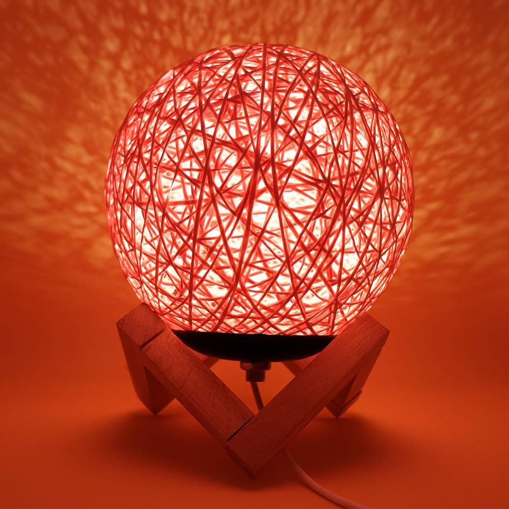 YaLiu LED Rattan Ball Table Lamp Romantic Night Light INS Wind Bedside Lamp USB Plug in for Living Room Bedroom Kitchen Home Dining Office Decoration