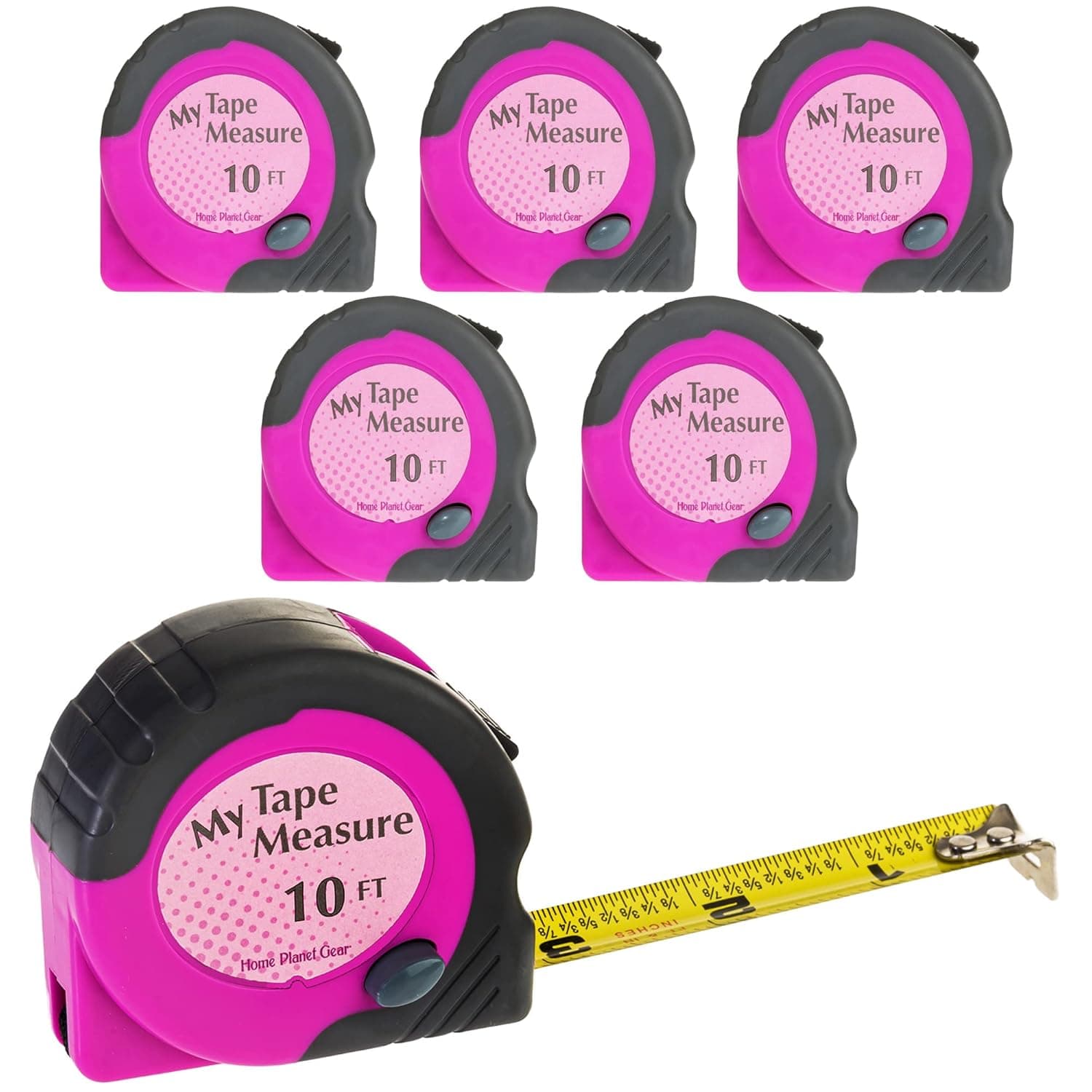 Where's My Pink Tape Measure? 10ft Measuring Tape Retractable - Tape Measure with Fractions Marked - Measurement Tape 6 Pack of Small Measure Tapes Locking – Easy to Read and Easy to Find!