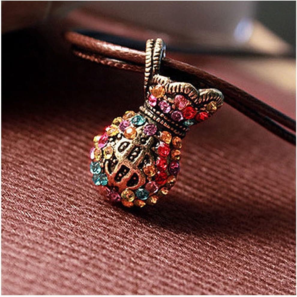 TOPSTARONLINE Vintage Retro Colorful Rhinestone Purse Necklace