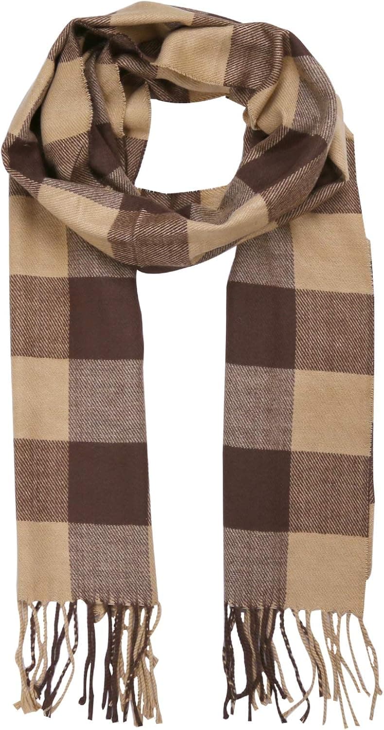 SOJOS Plaid Tartan Cashmere Scarves with Tassels for Men and Women SC3010
