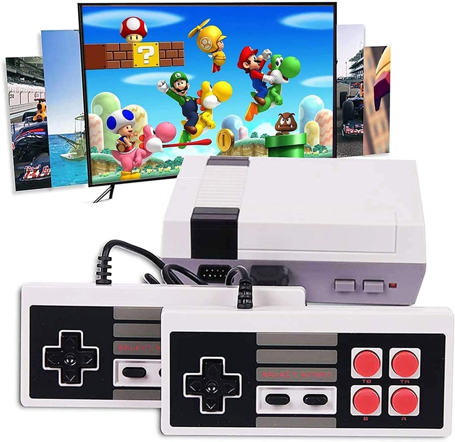 Huiye Mini Classic Game Consoles Retro Console Built-in 620 Video Games Handheld Player 8-Bit Family TV with 2 Controllers AV Output Plug and Play, Gray