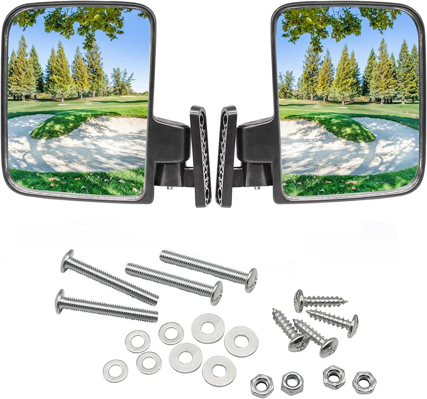 Panglong Golf Cart Universal Folding Side View Mirrors for Club Car, EZGO, Yamaha, Star, Zone Carts
