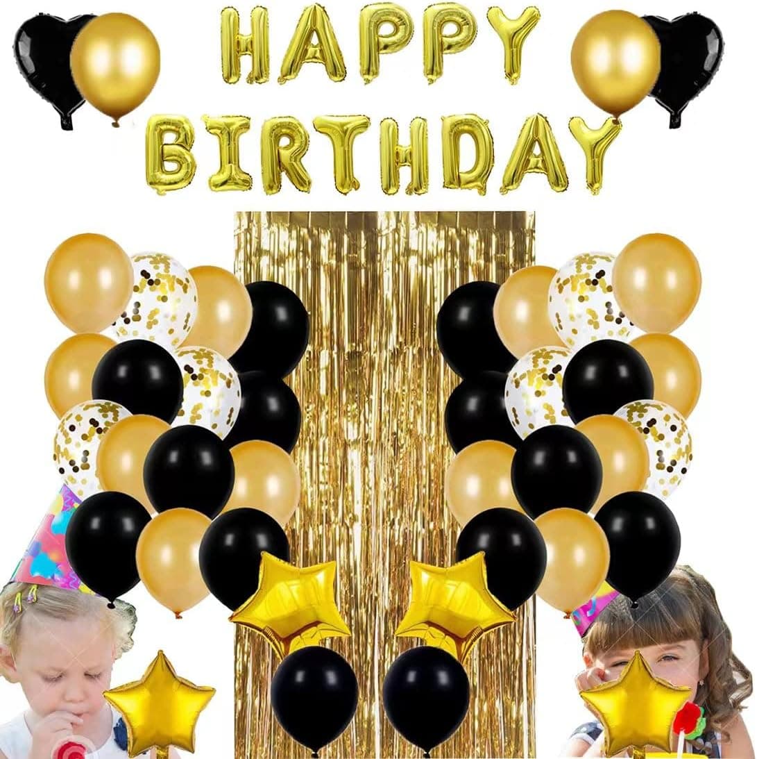 Happy Birthday Party Decorations Black Gold Happy Birthday Party Balloons Happy Birthday Party Balloons Happy Birthday Banner