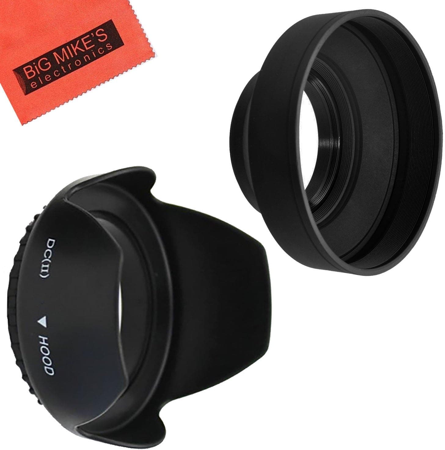 67mm Tulip Flower Lens Hood + 67mm Soft Rubber Lens Hood for Select Canon, Nikon, Panasonic, Olympus, Pentax, Sony, Sigma, Tamron SLR Lenses, Digital Cameras and Camcorders + MicroFiber Cleaning Cloth