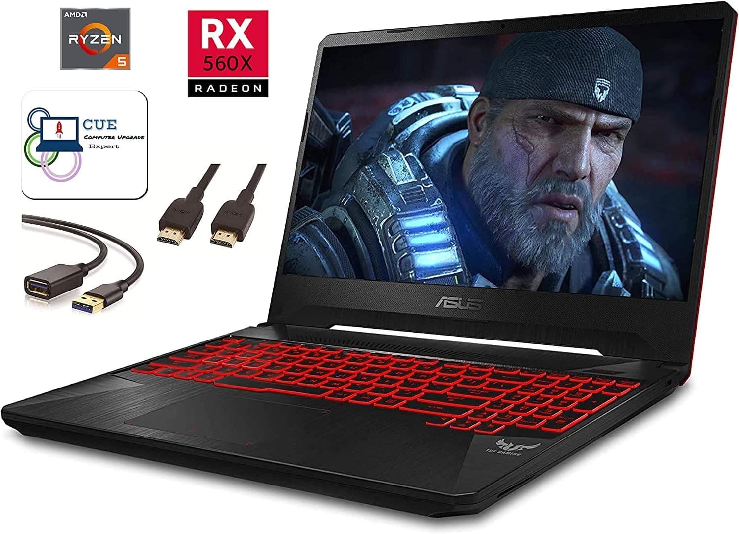 ASUS TUF Gaming Laptop, 15.6” IPS Full HD, AMD Quad-Core Ryzen 5 3550H up to 3.7Ghz, Radeon Rx 560X, Backlit Keyboard Bluetooth Windows 10 + CUE Accessories (32GB DDR4, 1TB SSD)