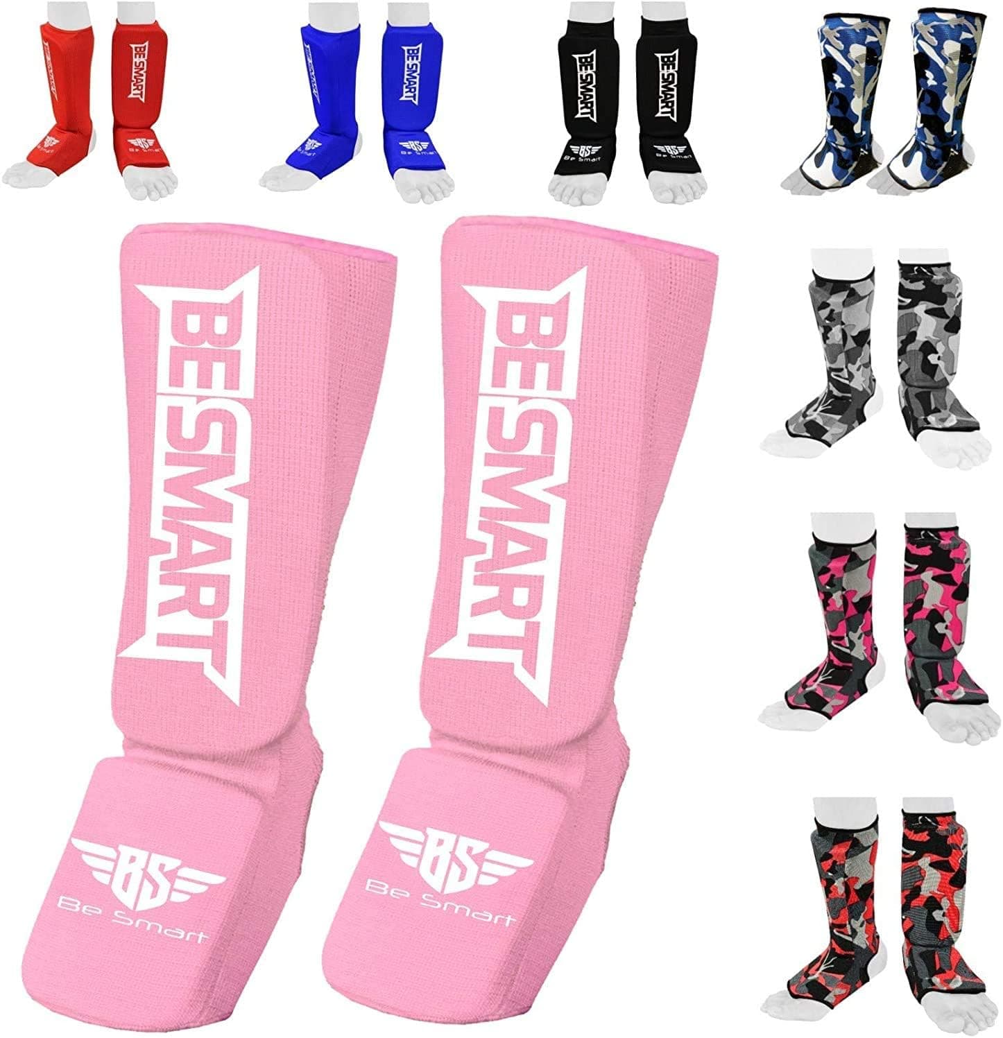 BeSmart Kids, Adults, Youth, Men and Women Muay Thai MMA Kickboxing Shin Guards, Instep Guard Training, Sparring Protective Gear Equipment Shin Kick Pads