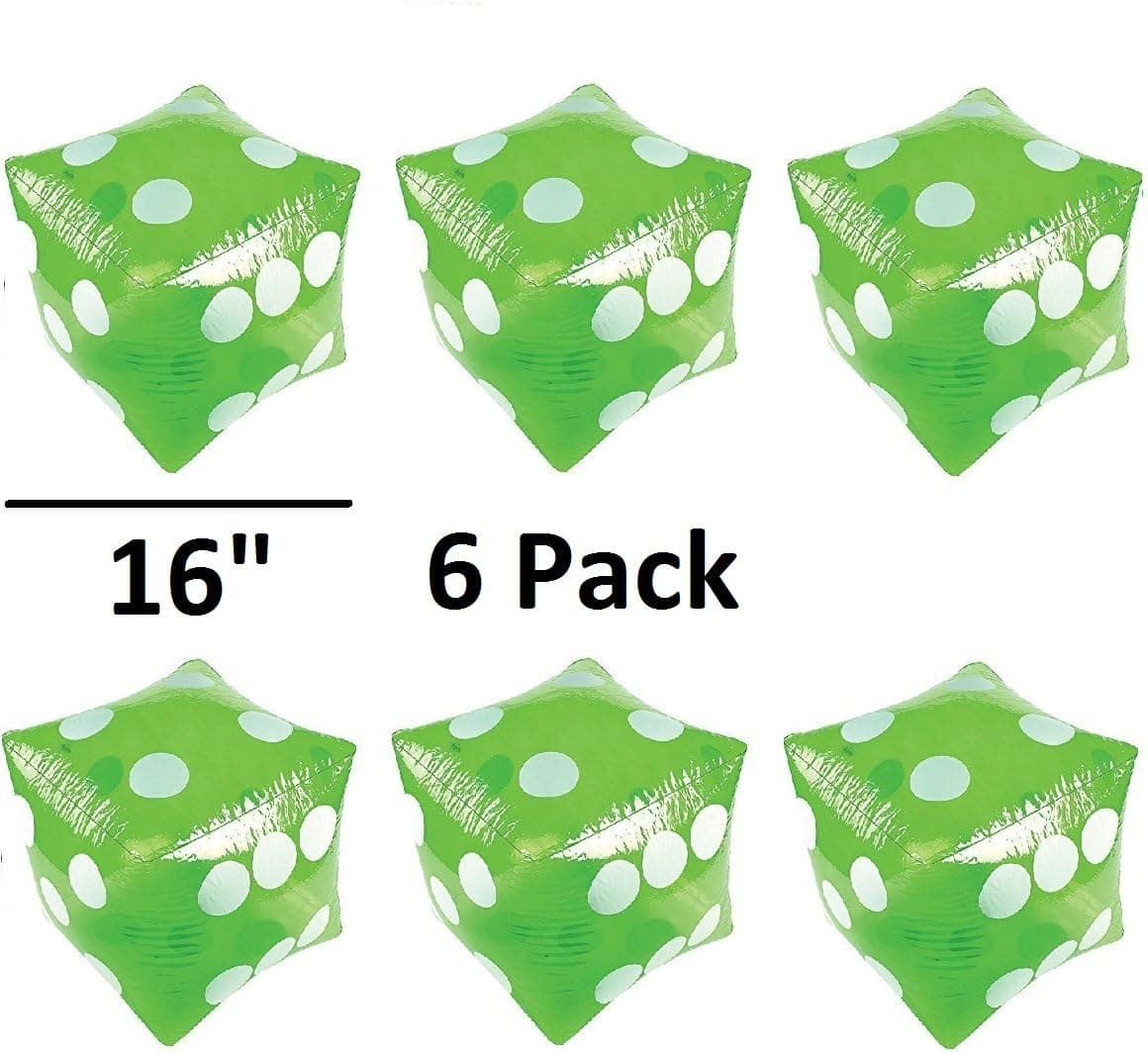Zugar Land Huge Large Inflatable Dice - 16" Green (6 Pack)