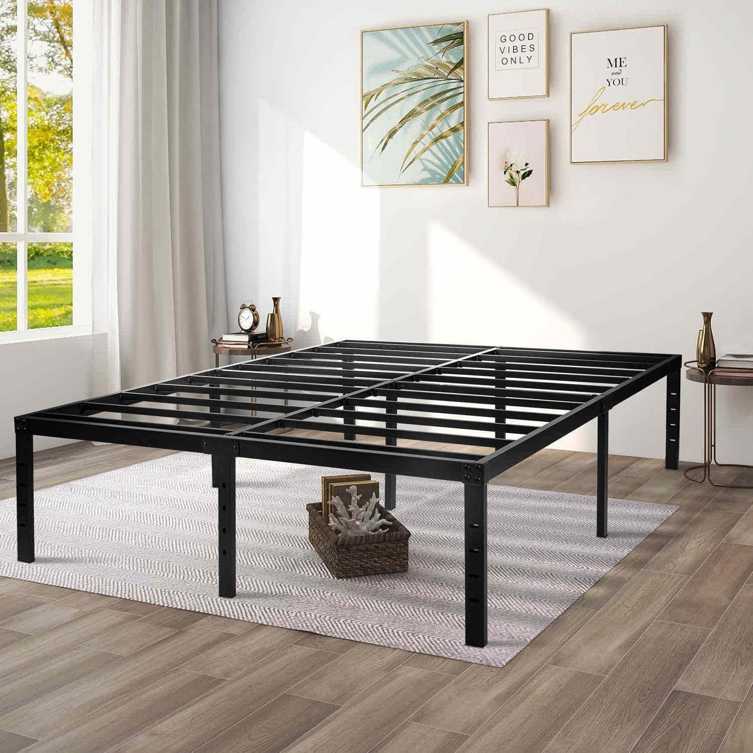 AMSEJOPS California King Bed Frames, 18 Inches Heavy Duty Metal Platform Bedframe with Steel Slat Support, No Box Spring Needed, Noise-Free, Easy Assembly