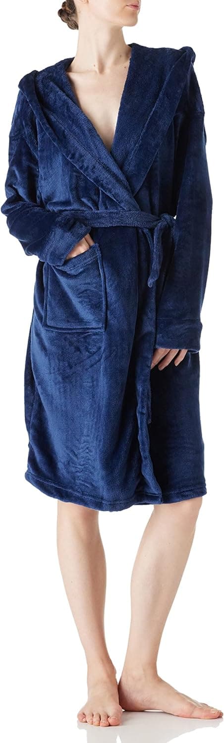 M.Nollby Bathrobe for Women Sleepwear Fleece Bathrobe Hooded Soft Spa Robe Lightweight Warm Nightgown