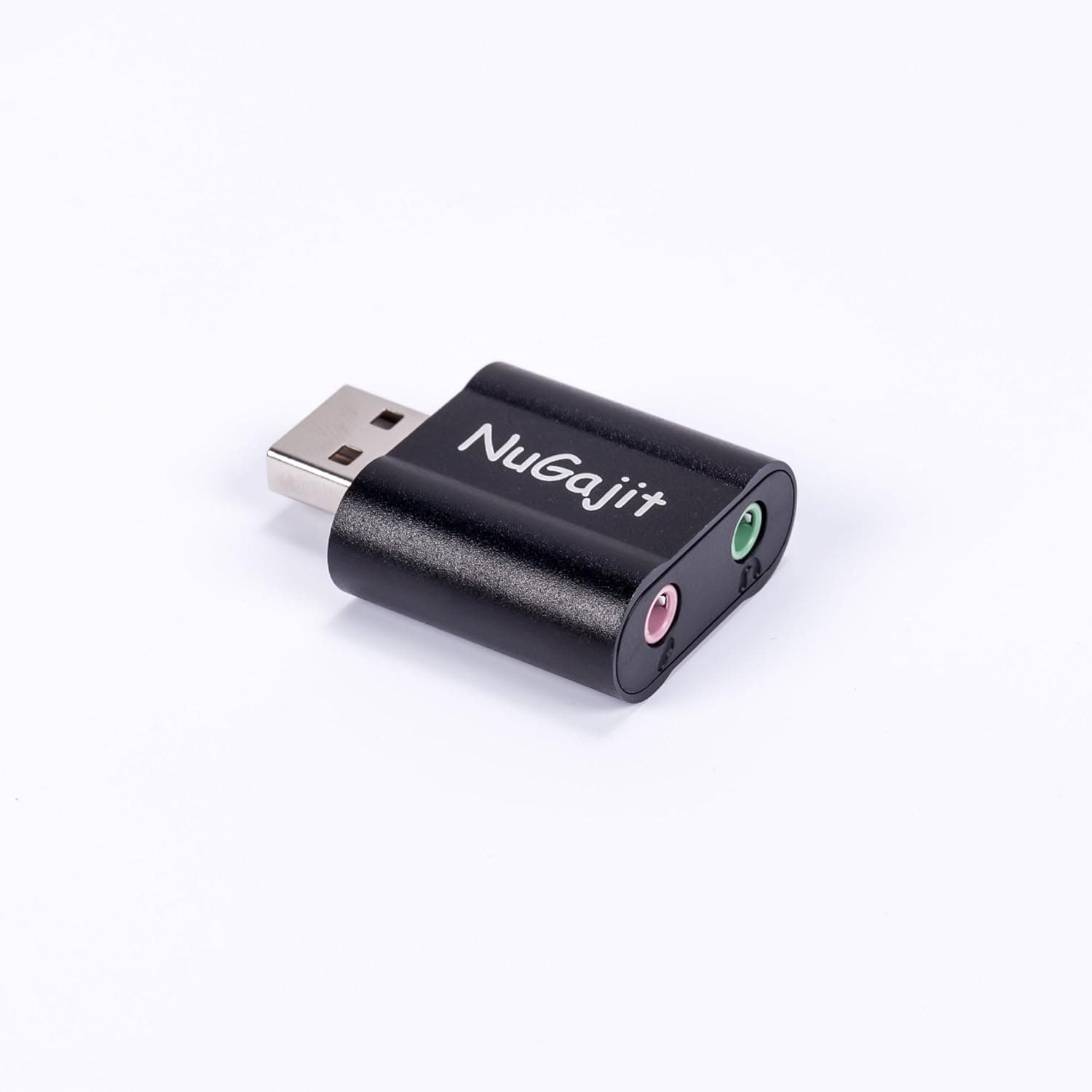 NuGajit USB Audio Adapter, Aluminum External Stereo Sound Card with 3.5mm Headphone and Microphone Jacks for Laptops and Desktop Computers