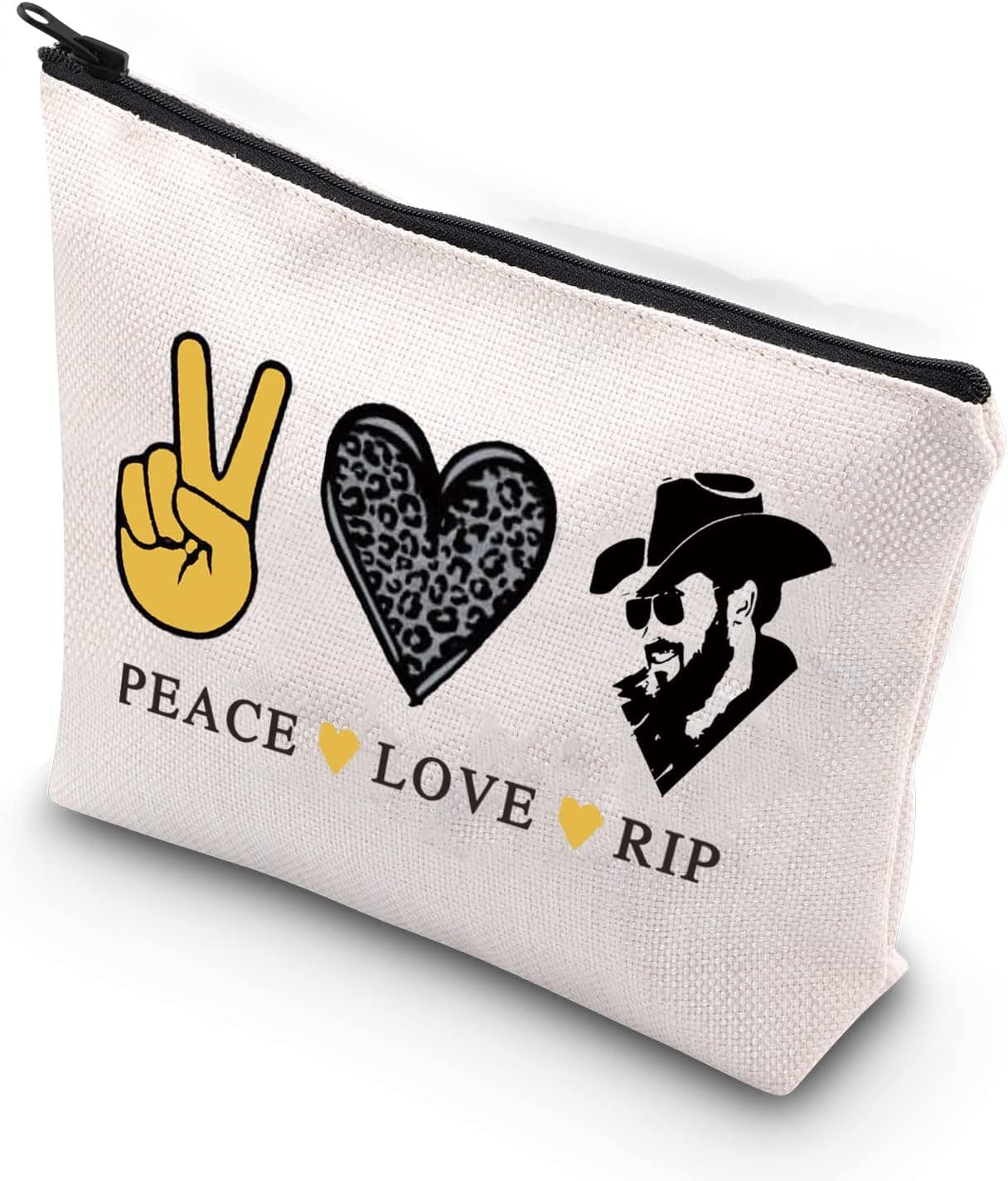 WCGXKO TV Show Inspired Gift Peace Love Zipper Pouch Makeup Bag (Peace Love Rip)