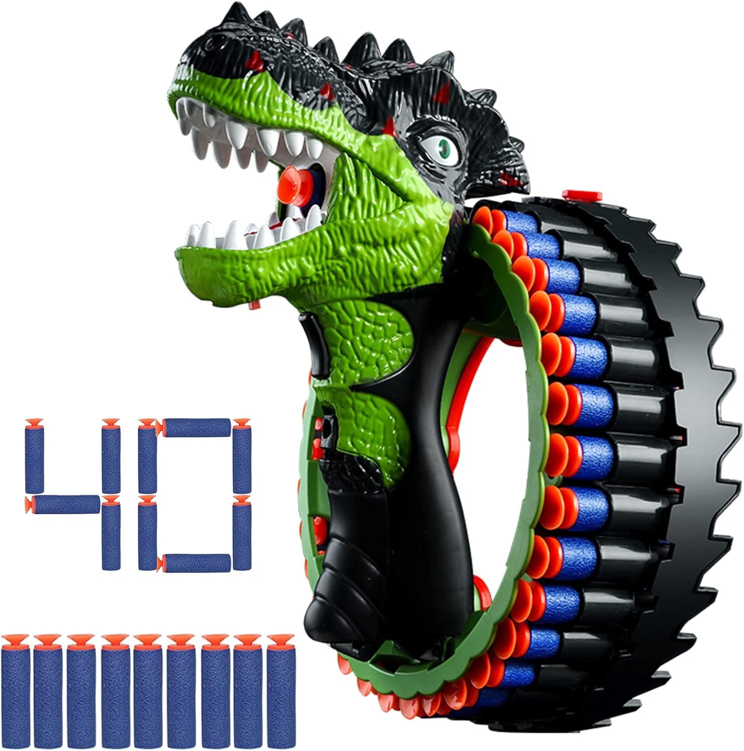 Electric Automatic Toy Guns for Nerf Guns Bullets, Dinosaur 34 Burst Electric Toys Guns, with 40 Rounds of EVA Soft Bullets Built-in Rechargeable Battery, for 5-12 Year Old Boys Girls