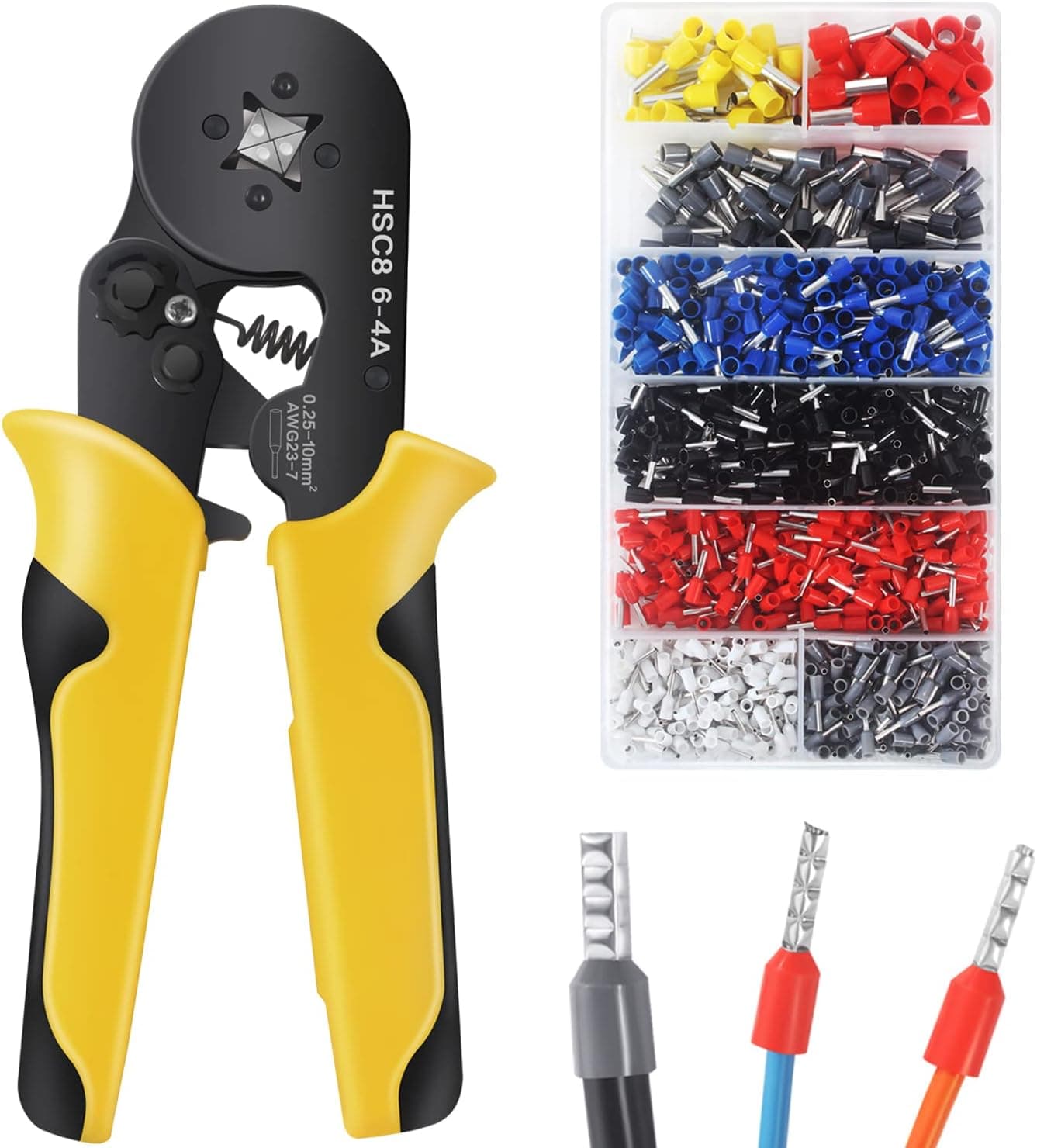 PETECHTOOL Ferrule Crimping Tool Kit All-in-one Professional Ferrule Wire Plier Crimp Tool with 1200PCS Awg23-7 Terminals Crimping Ferrules Connectors