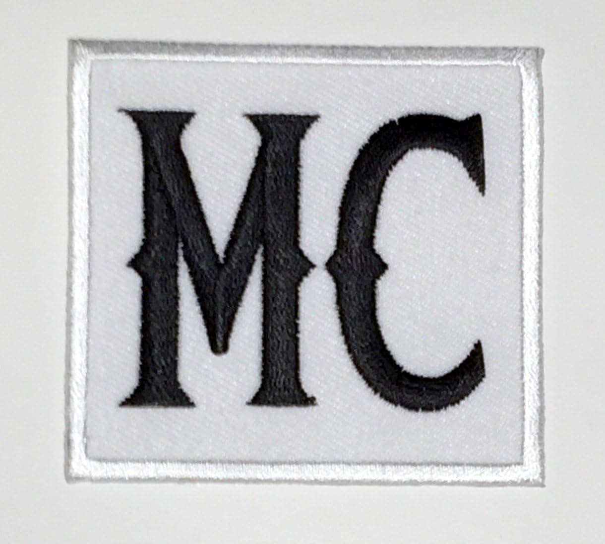 Black on White MC Motorcycle Club Outlaw Embroidered Military Biker Patch
