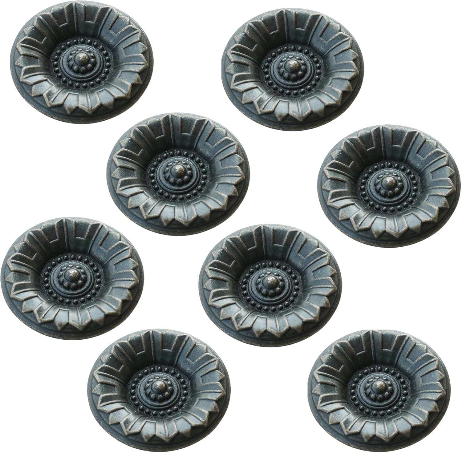 ZHANGJIAHE Antique Drawer Pulls and Knobs for Dresser Basics Round Fancy Cabinet Knob Vintage 1.5 inch with Floral Rustic Cabinet Handles 8 Pack
