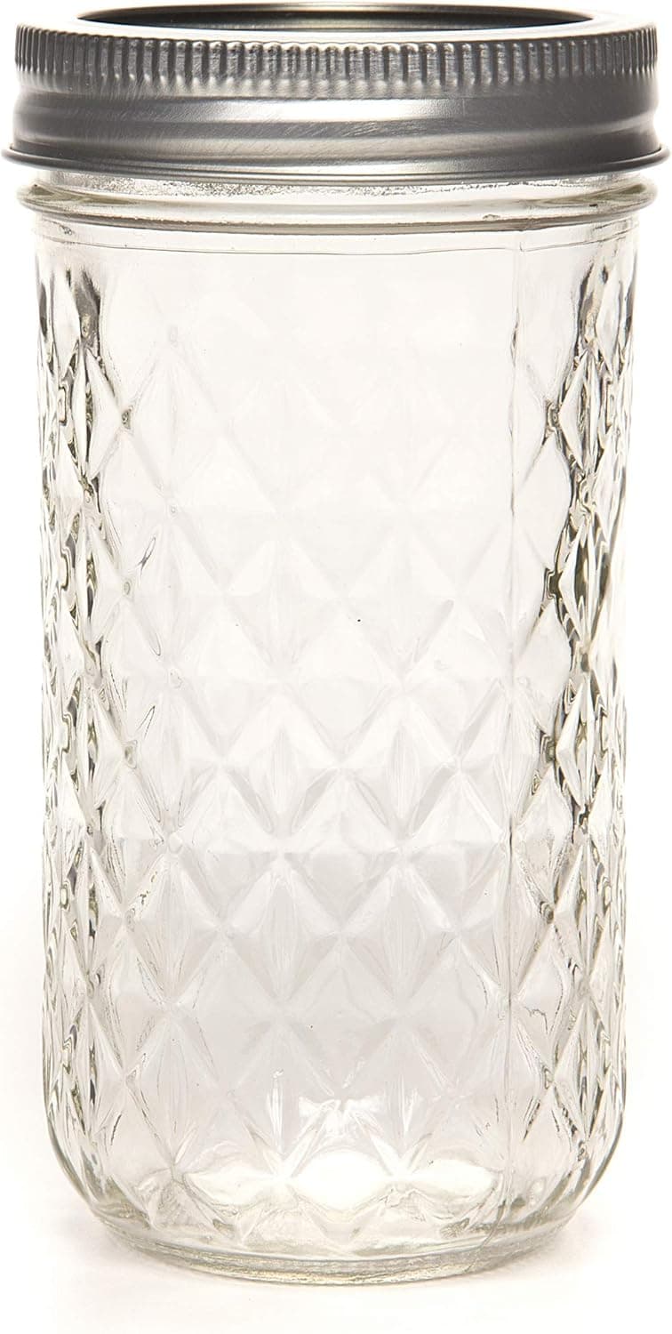 Ball Mason 12oz Quilted Jelly Jars with Lids and Bands, Set of 12