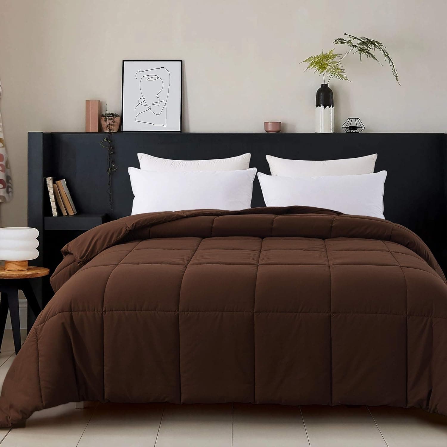 Cosybay Twin Comforter Chocolate, Down Alternative Bed Comforter, Lightweight Duvet Insert with Corner Tabs(64×88 Inch)