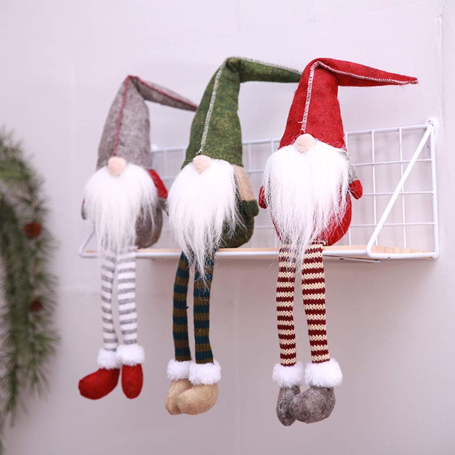 3 Pack Christmas Handmade Gnome, Scandinavian Tomte Swedish Plush Elf Toy Doll, Yule Santa Nisse Winter Table Ornament for Home Decoration Holiday Birthday Present, Nordic Figurines 20 Inch