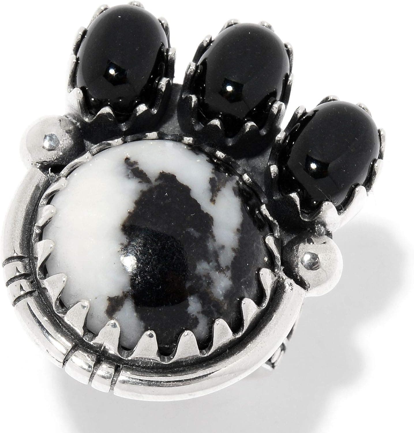 Pinctore Sterling Silver White Buffalo Gemstone Oxidized Ring
