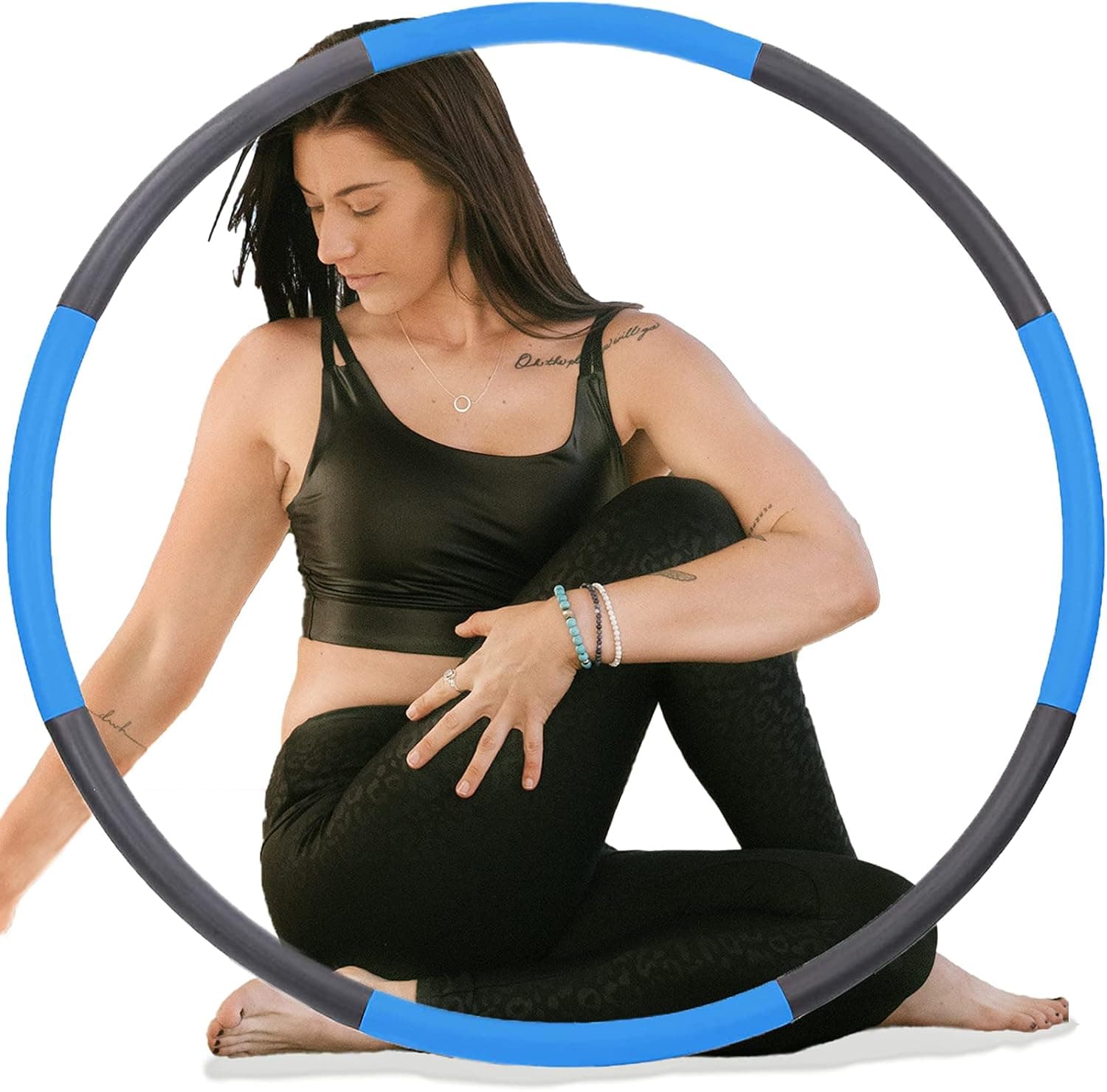 Weighted Hoola Exercise Hoops for Adults & Kids Weight Lose, Portable Adjustable Finess Hoop for Adults and Home Workout, Detachable, 8 Section, 2lb