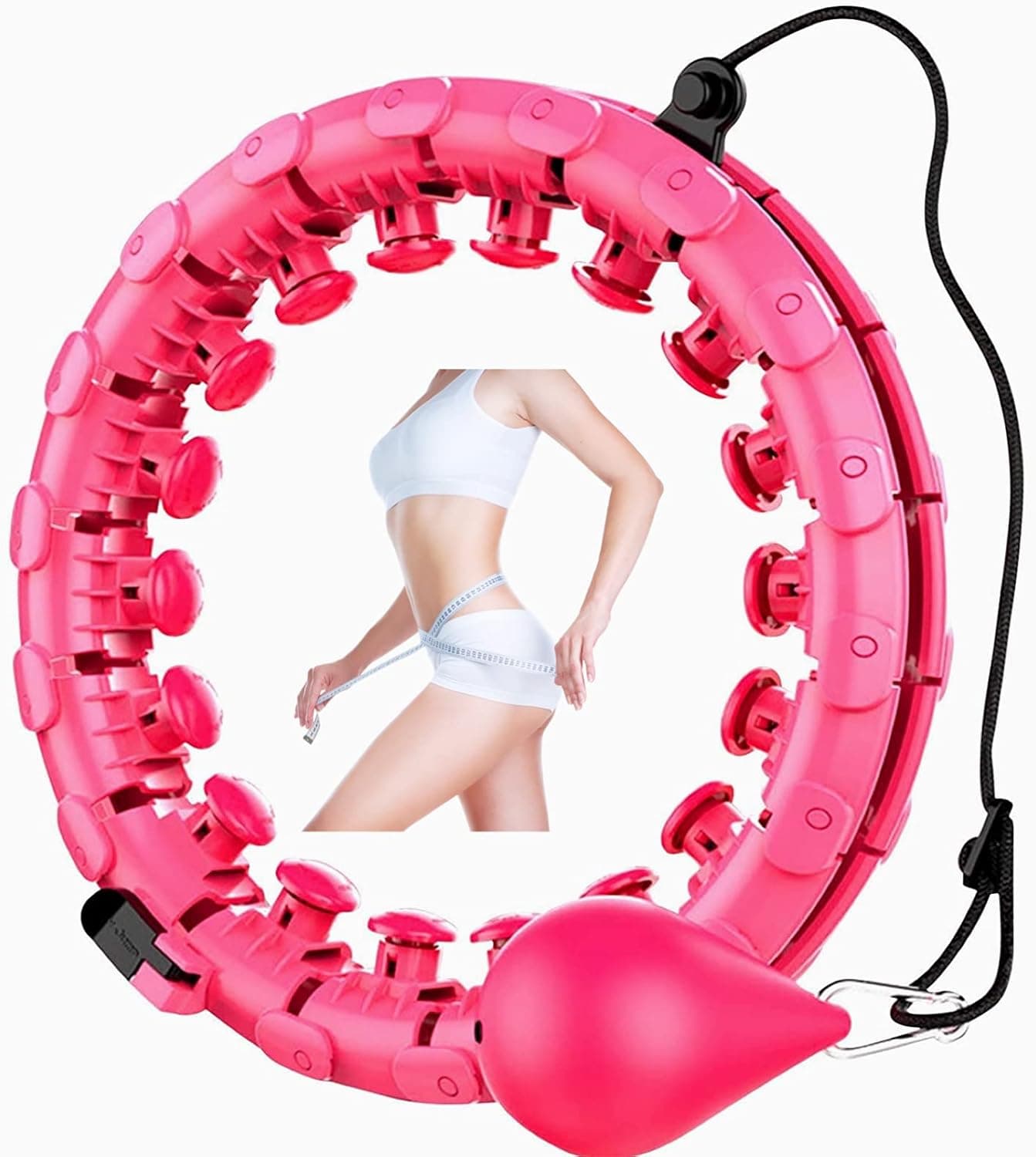 Smart Weighted Fit Hoop for Adults and Children,24 Detachable Knots Auto-Spinning Ball Weighted,2 in 1 Fitness Weight Loss and Massage