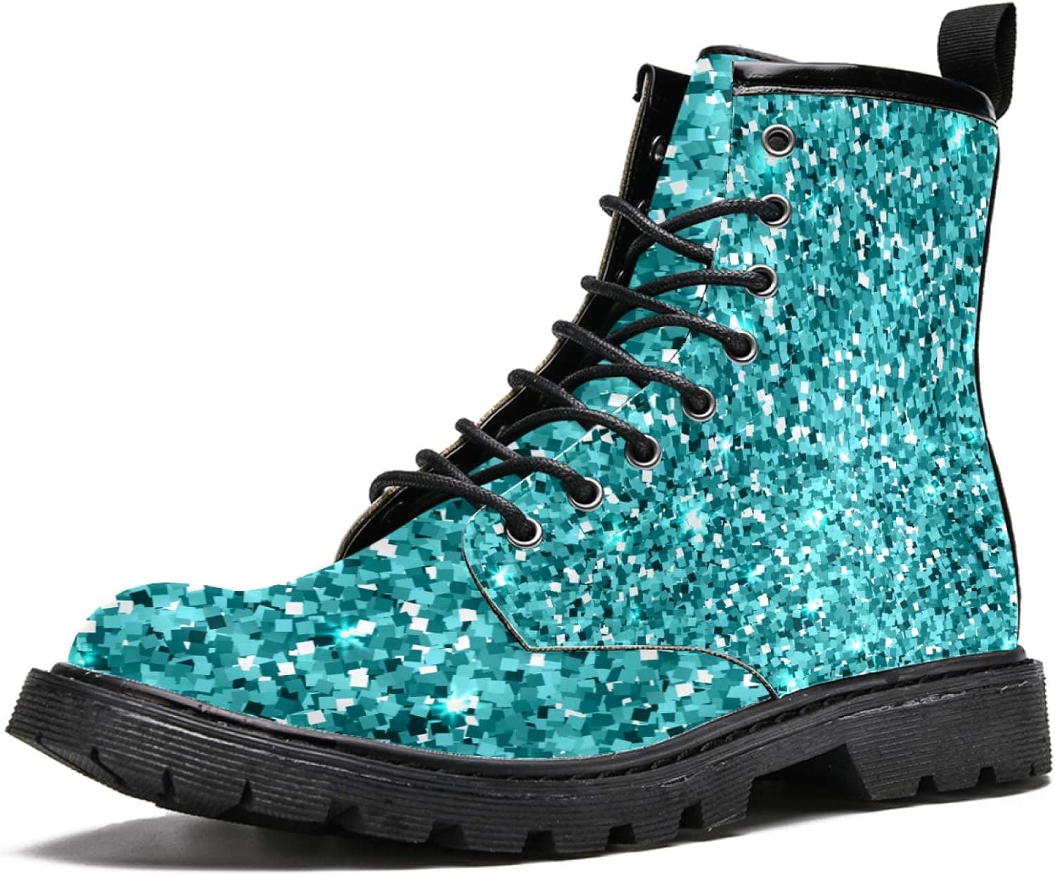 MAPOLO Boots for Women Blue Glitter Sequins Print Women's High Top Boots Outdoor Sneakers Custom Shoes Slip Resistant Warm Snow Boot