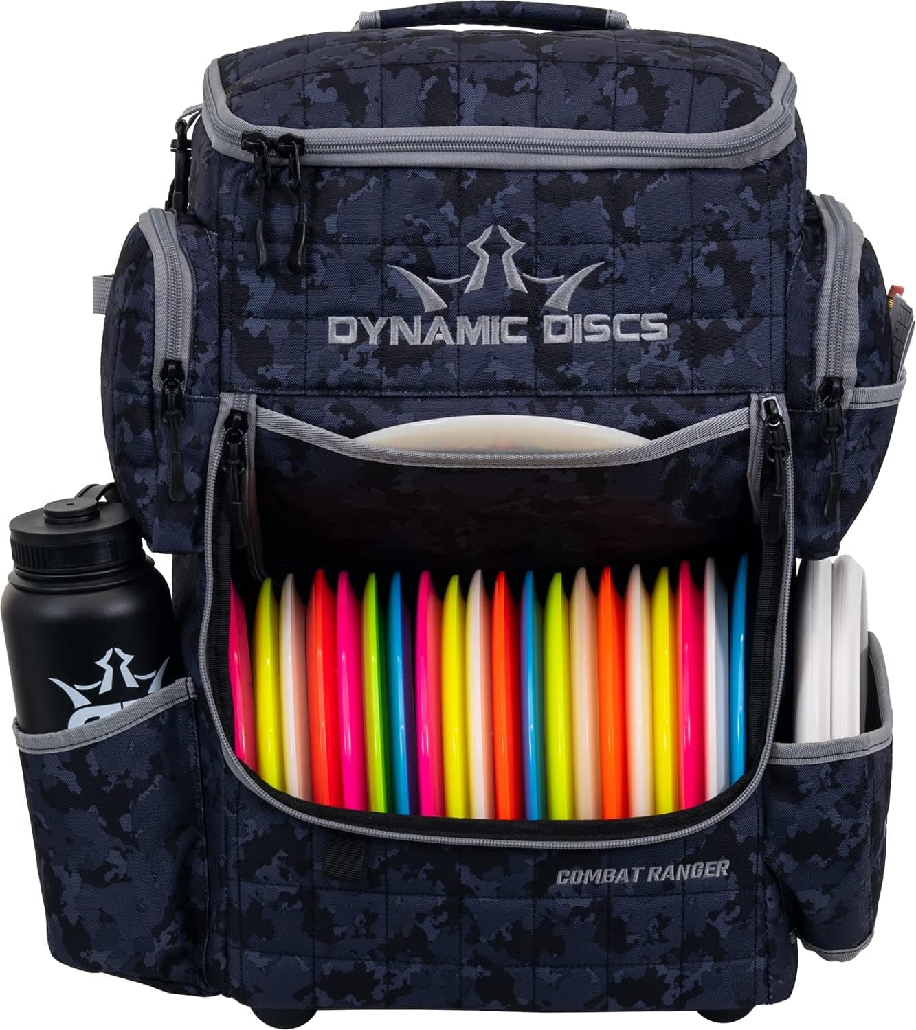 Dynamic Discs Combat Ranger Disc Golf Backpack | Large Main Compartment That Can Hold 18+ Discs | On-Deck Frisbee Golf Putter Pouch | Padded Back Panel and Straps for Extra Comfort (Midnight Camo)