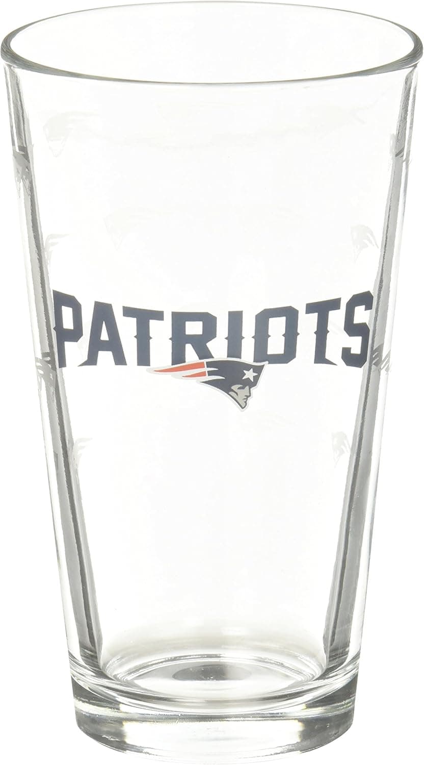 NFL New England Patriots Pint GlassSatin Etch 2 Pack, Clear, One Size