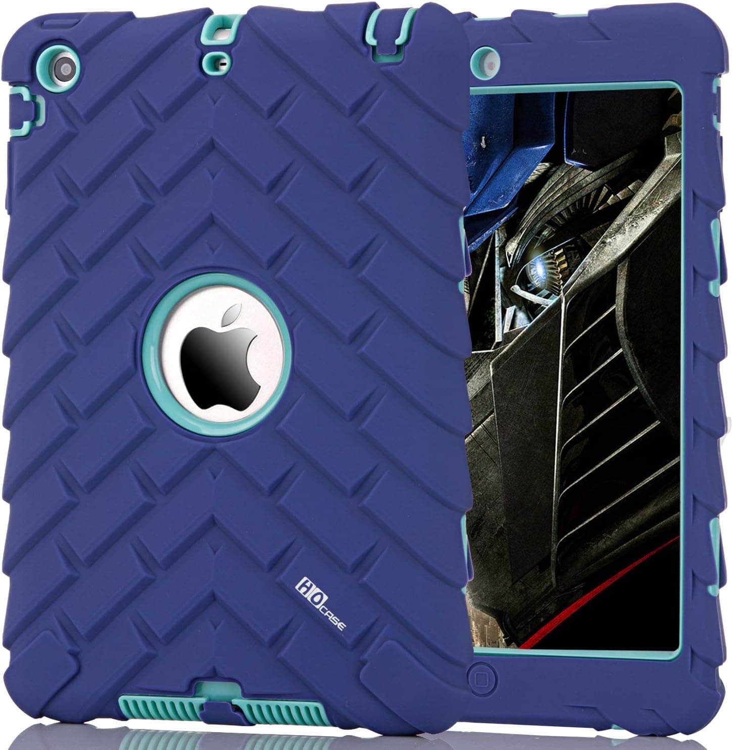 iPad Mini 2 Case, iPad Mini 3 Case, Hocase Rugged Anti-Slip Kids-Proof Hybrid Dual Layer Hard Silicone Rubber Bumper Shockproof Protective Case for Apple iPad mini/2/3 (7.9") - Purple/Teal