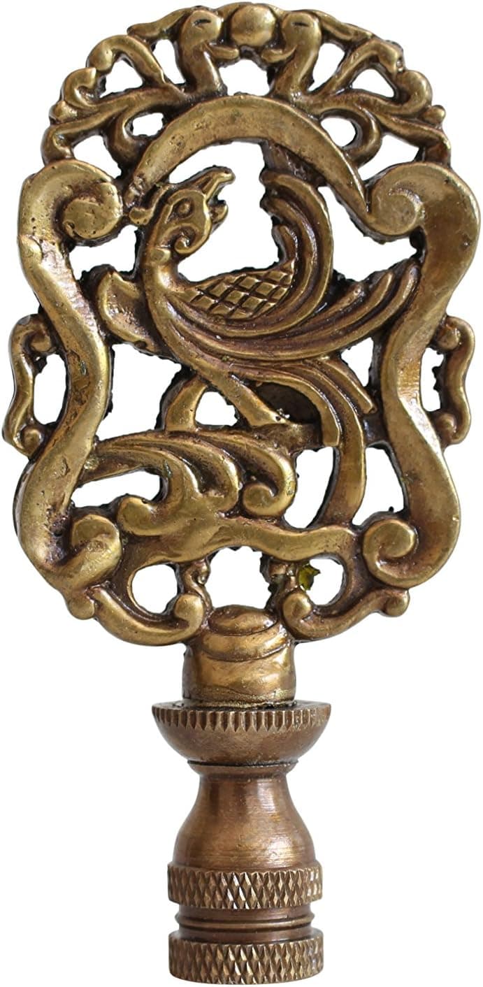 Beautiful Chinese Oriental Bronze Brass Phoenix Lamp Finial